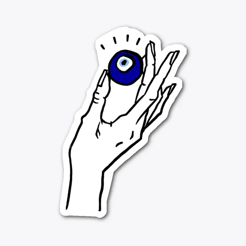 Hand Holding Eye Ball Sticker